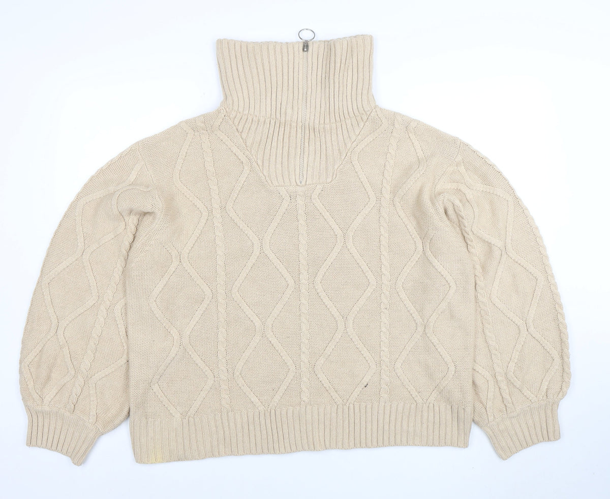 Womens UK Size 18 Violet Romance Beige Pullover Jumper
