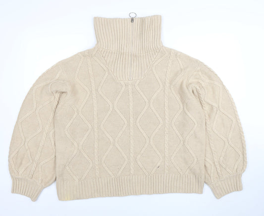 Womens UK Size 18 Violet Romance Beige Pullover Jumper