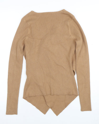 Lascana Women’s Beige Wrap V-Neck Long Sleeve Knit Jumper Size 12