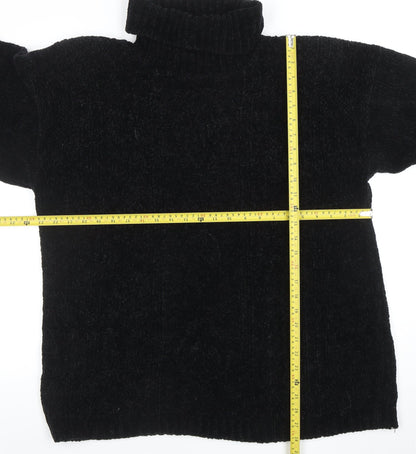 C&A Women’s Black Roll Neck Chunky Knit Acrylic Jumper L