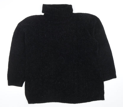 C&A Women’s Black Roll Neck Chunky Knit Acrylic Jumper L