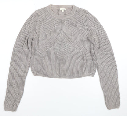 River Island Women's Grey Chunky Knit Cotton Pullover Jumper Size 8