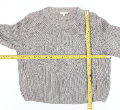 River Island Women's Grey Chunky Knit Cotton Pullover Jumper Size 8