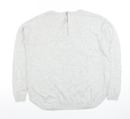H&M Womens Grey XS Crew Neck Long Sleeve Knit Pullover Jumper