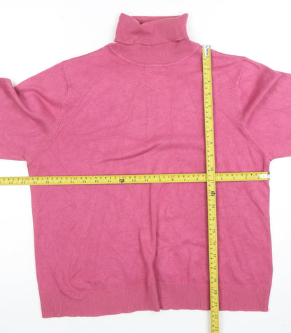 B&W Womens Pink Roll Neck Knit Pullover Jumper Size 4 UK