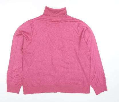 B&W Womens Pink Roll Neck Knit Pullover Jumper Size 4 UK