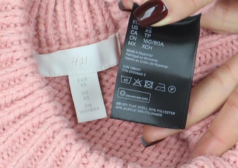 Womens UK Size XS H&M Pink Pullover Jumper