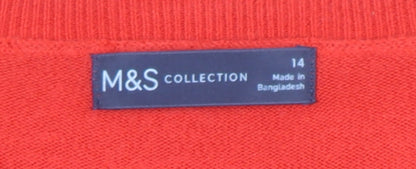 Womens UK Size 14 Marks and Spencer Red Pullover Jumper