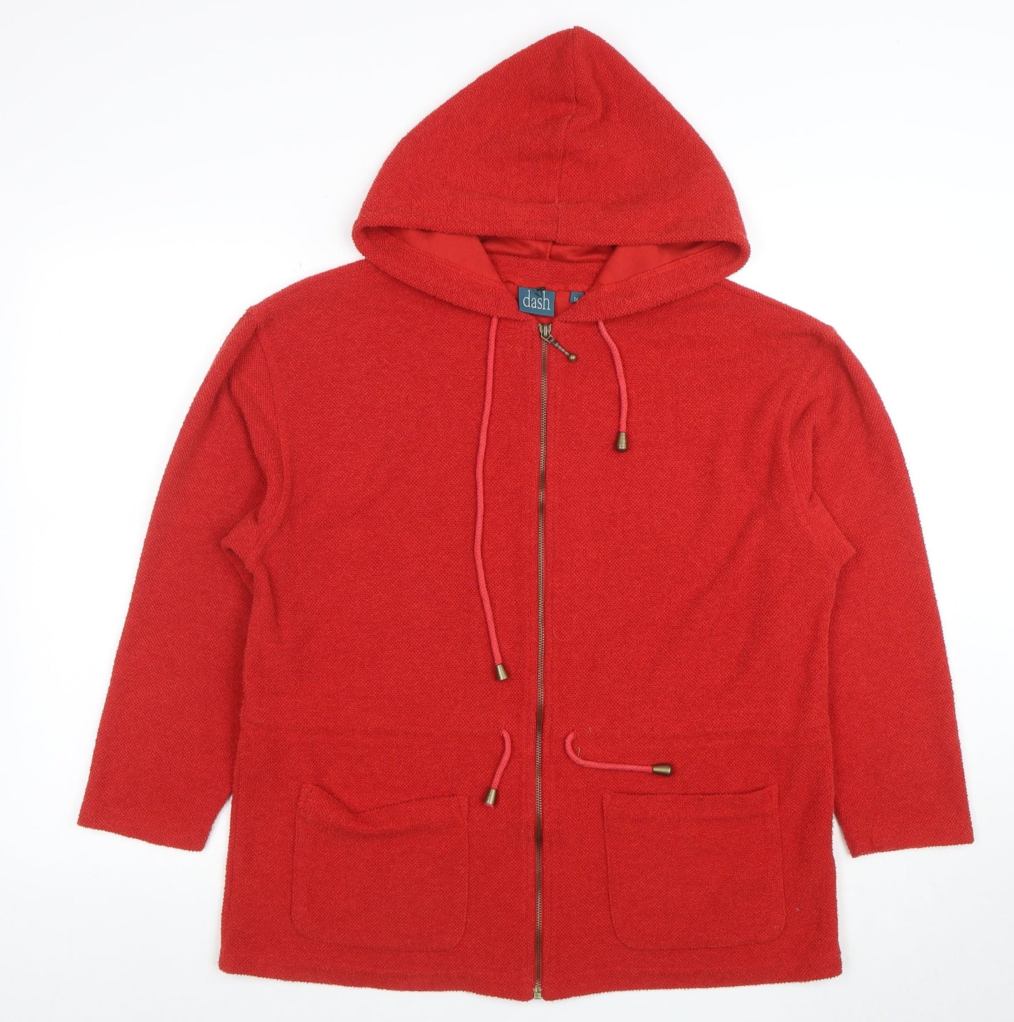 Womens UK Size 14 DASH Red Full Zip Hoodie