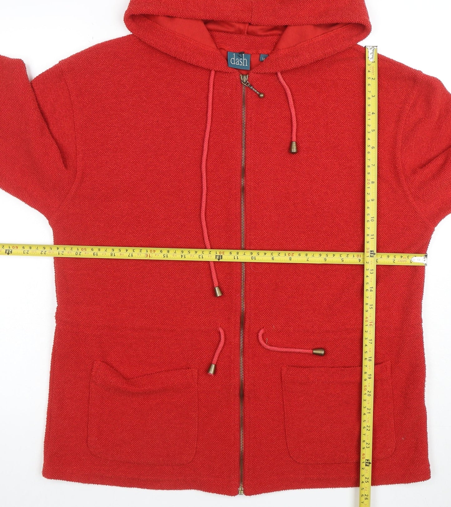 Womens UK Size 14 DASH Red Full Zip Hoodie