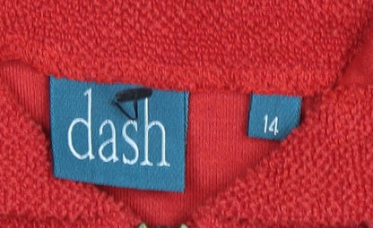 Womens UK Size 14 DASH Red Full Zip Hoodie