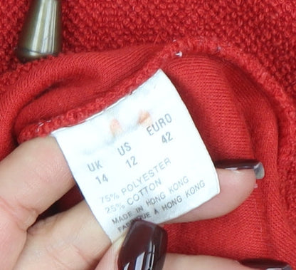 Womens UK Size 14 DASH Red Full Zip Hoodie
