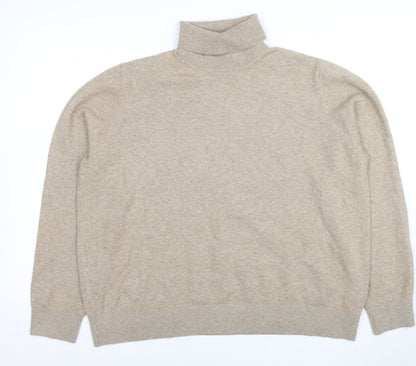 Marks and Spencer Women's Beige Roll Neck Jumper Size L