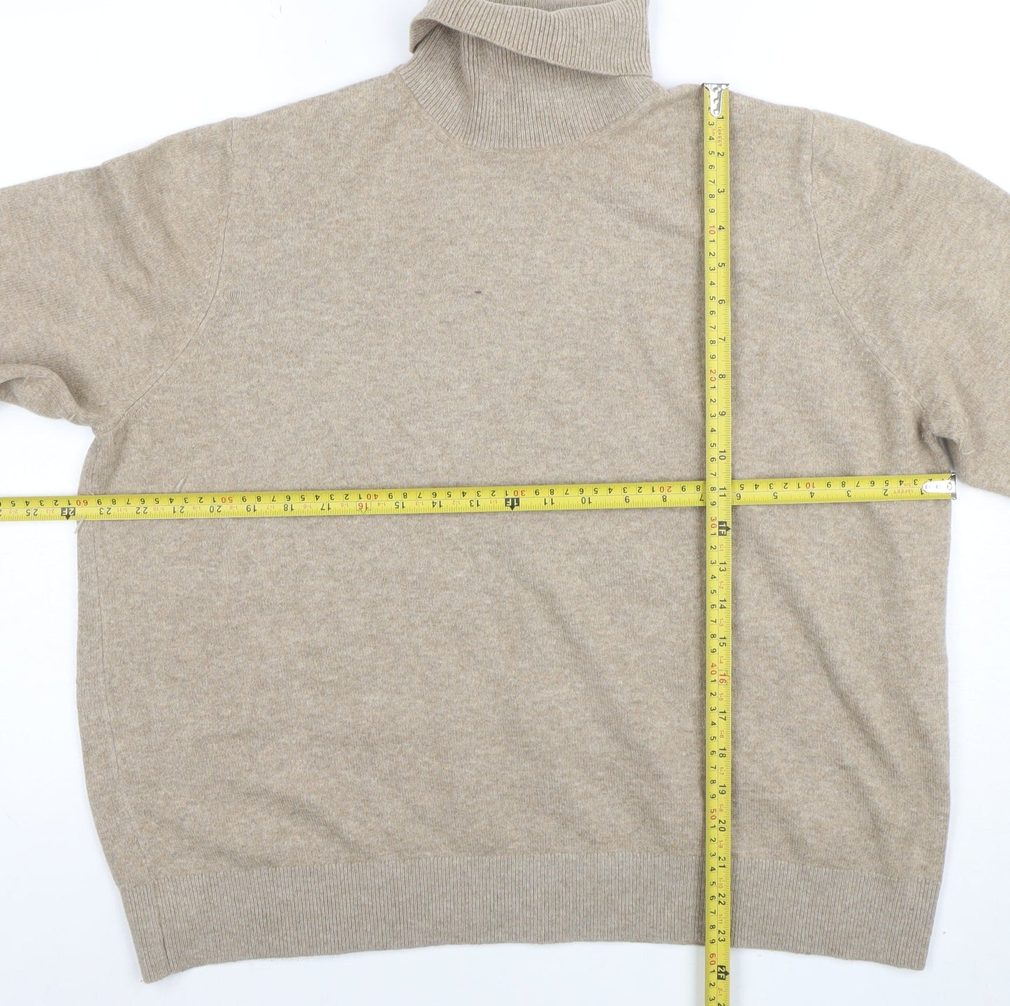 Marks and Spencer Women's Beige Roll Neck Jumper Size L