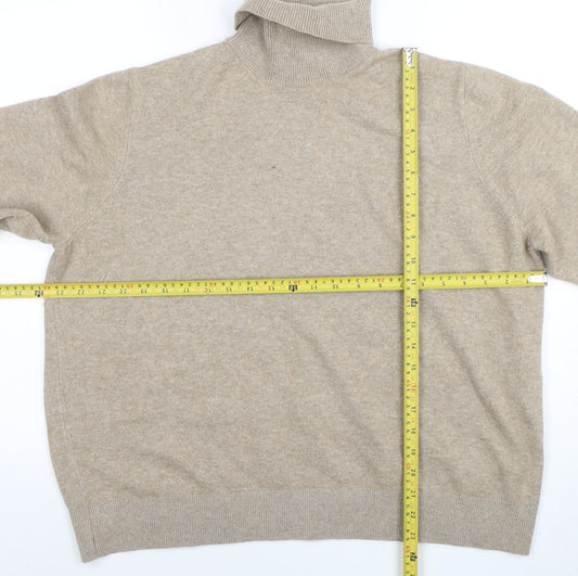Marks and Spencer Women's Beige Roll Neck Jumper Size L