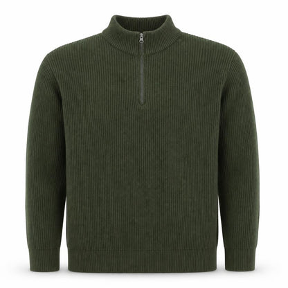 vidaXL Men’s Green 1/2 Zip High Neck Knit Jumper Size M