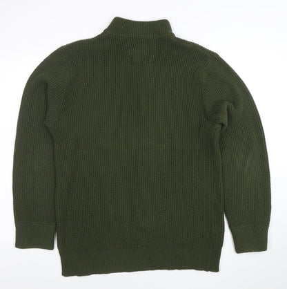 vidaXL Men’s Green 1/2 Zip High Neck Knit Jumper Size M