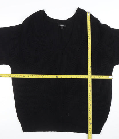 Next Women’s Black L Chunky Knit V-Neck Long Sleeve Jumper