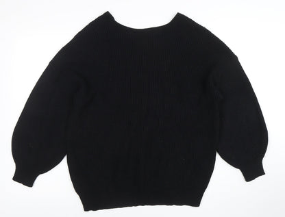 Next Women’s Black L Chunky Knit V-Neck Long Sleeve Jumper