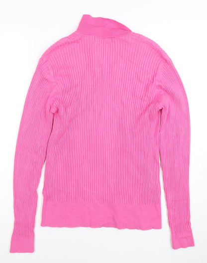 Marks and Spencer Women’s Pink Collared Ribbed Knit Jumper Size 16