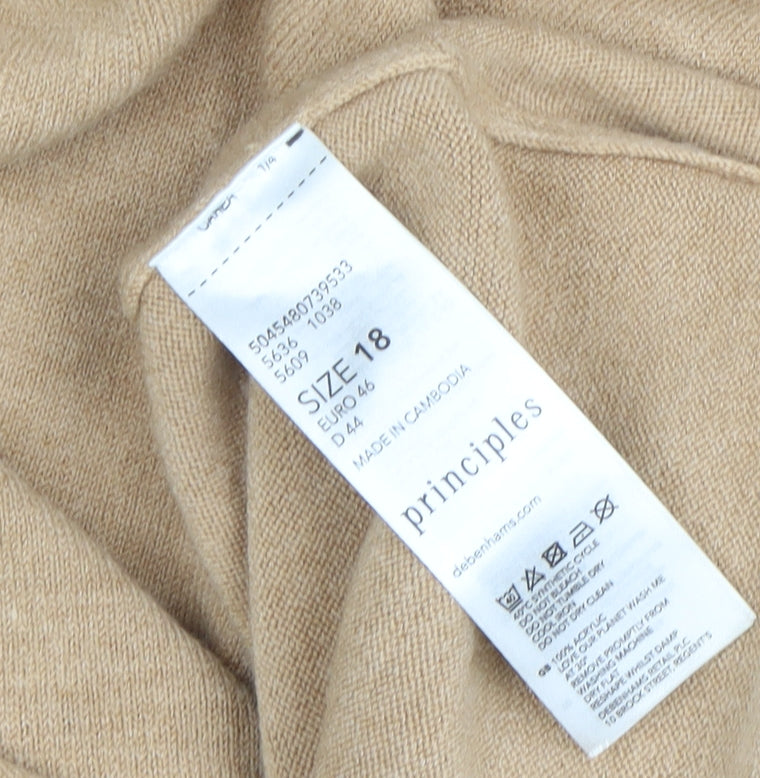 Womens UK Size 18 Principles Beige Tunic Jumper