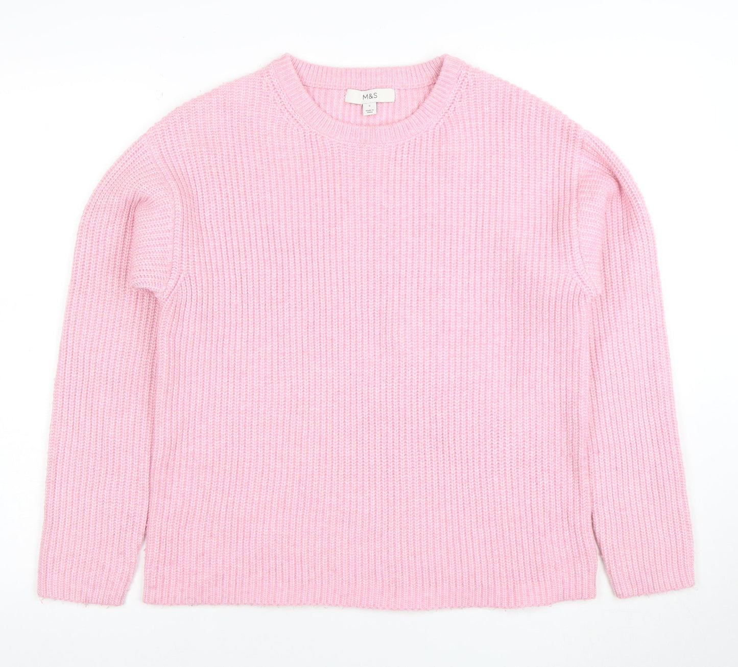 Marks and Spencer Women’s Pink Wool Blend Chunky Knit Jumper Size S