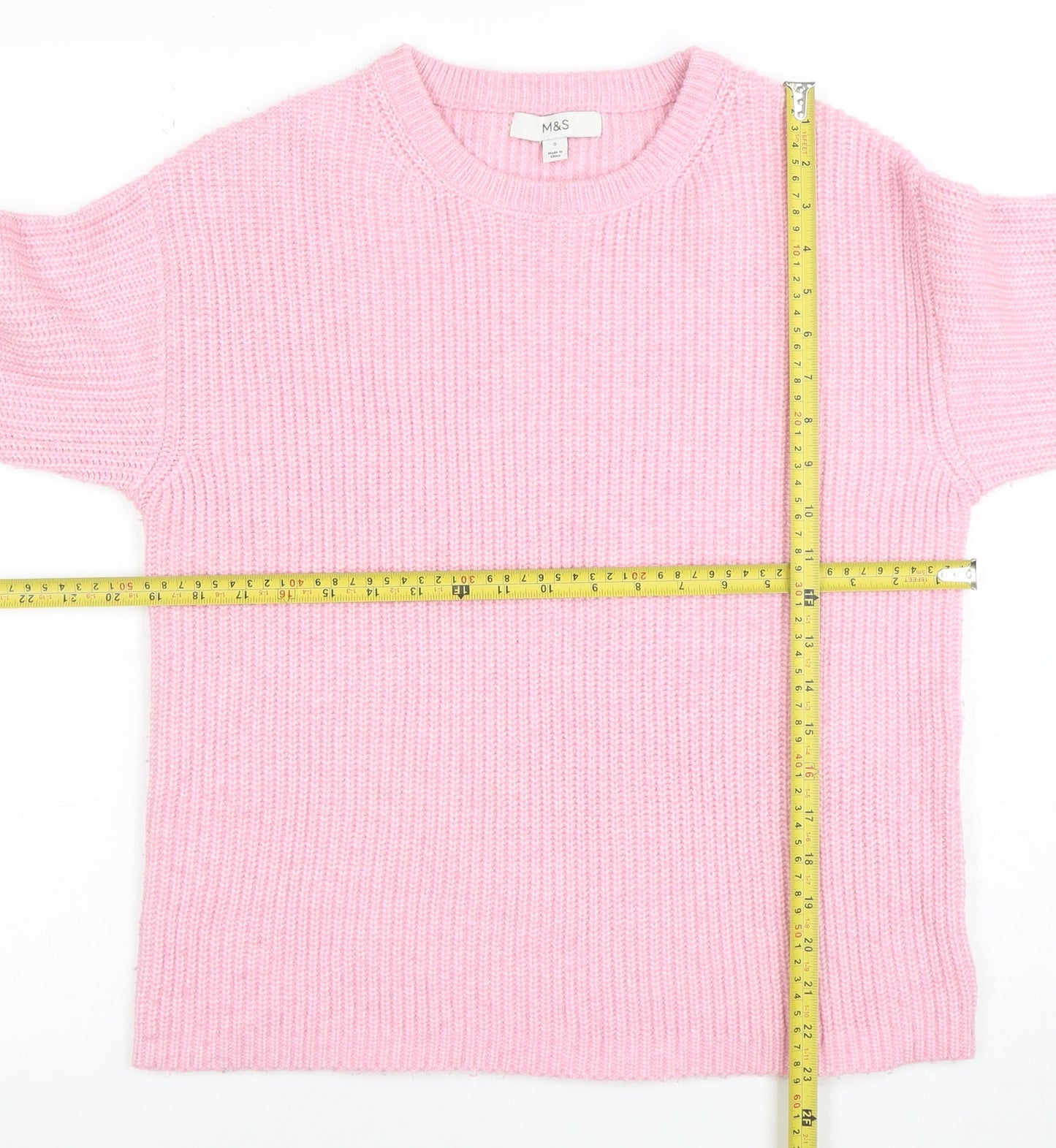 Marks and Spencer Women’s Pink Wool Blend Chunky Knit Jumper Size S