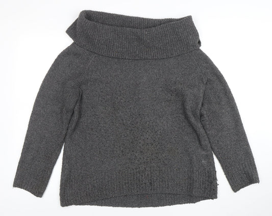 Orvis Women's Grey Cowl Neck Chunky Knit Jumper Size M