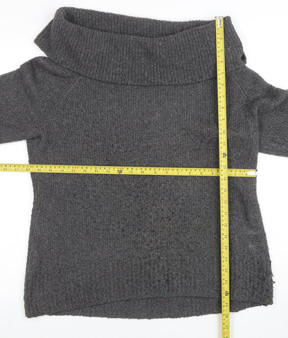 Orvis Women's Grey Cowl Neck Chunky Knit Jumper Size M
