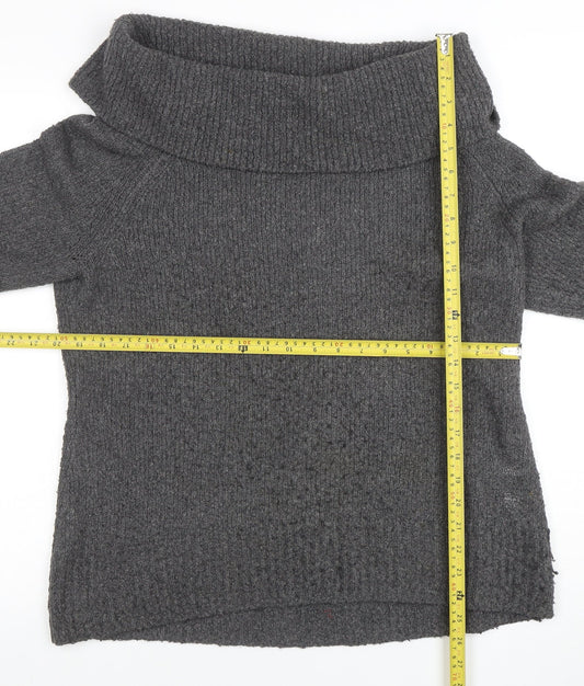 Orvis Women's Grey Cowl Neck Chunky Knit Jumper Size M