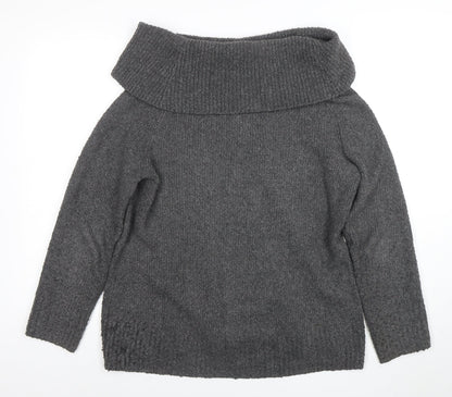 Orvis Women's Grey Cowl Neck Chunky Knit Jumper Size M
