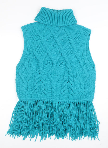 Womens UK Size M Zara Blue Vest Jumper