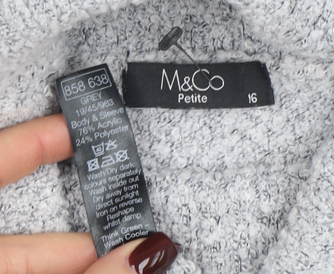 Womens UK Size 16 M&Co Grey Pullover Jumper