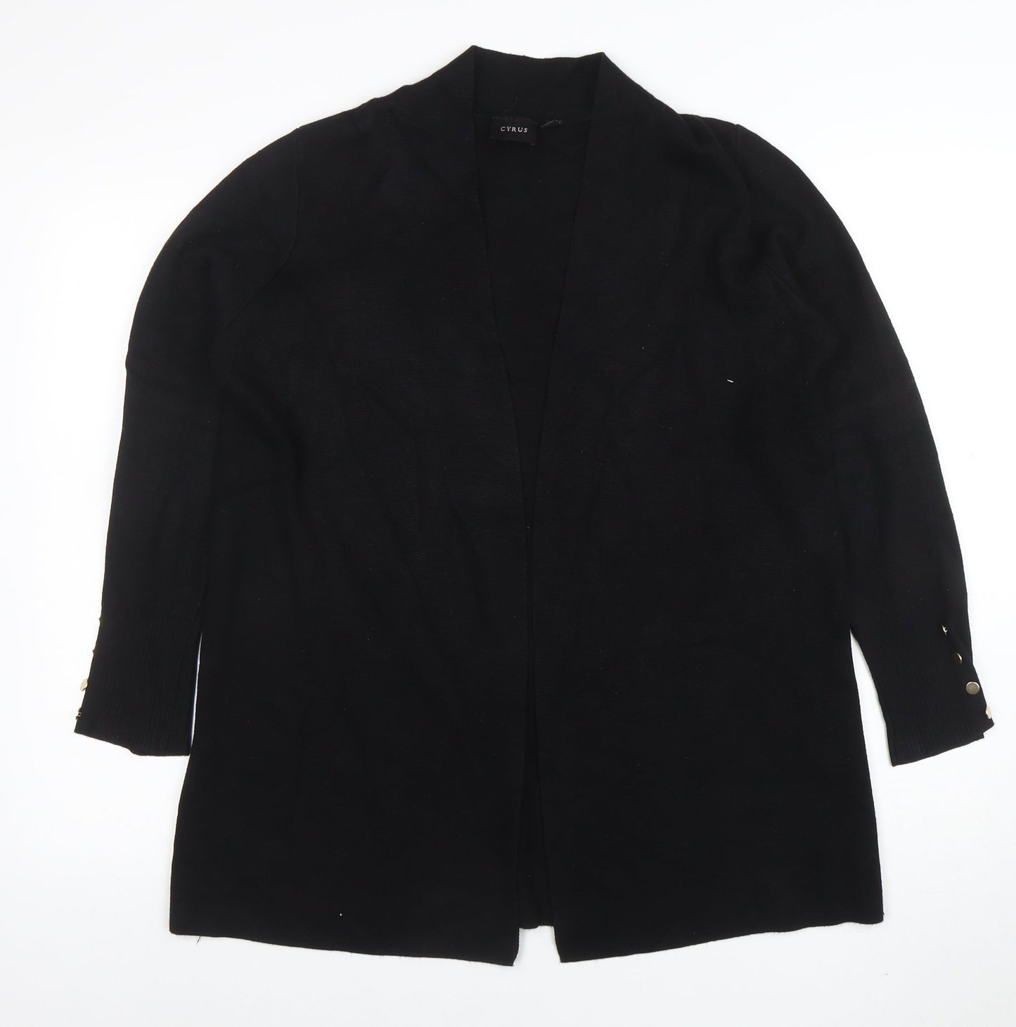 Cyrus Womens Black L Lightweight Open Knit Long Sleeve Cardigan