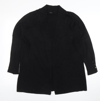 Cyrus Womens Black L Lightweight Open Knit Long Sleeve Cardigan