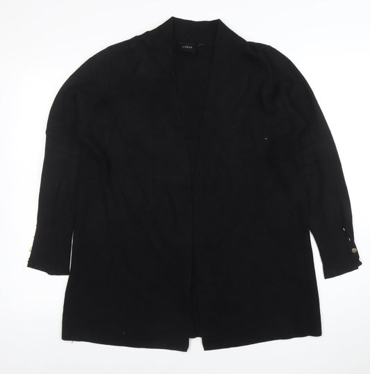 Cyrus Womens Black L Lightweight Open Knit Long Sleeve Cardigan