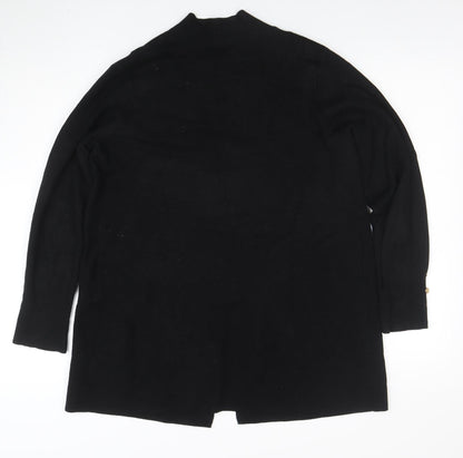 Cyrus Womens Black L Lightweight Open Knit Long Sleeve Cardigan