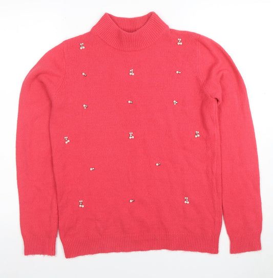 Womens UK Size S Papaya Pink Pullover Jumper