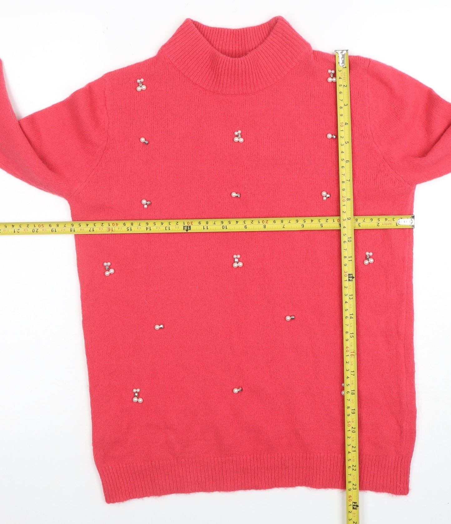 Womens UK Size S Papaya Pink Pullover Jumper