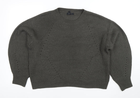 New Look Womens Grey Chunky Knit Crew Neck Pullover Jumper M