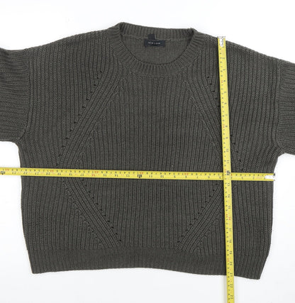 New Look Womens Grey Chunky Knit Crew Neck Pullover Jumper M