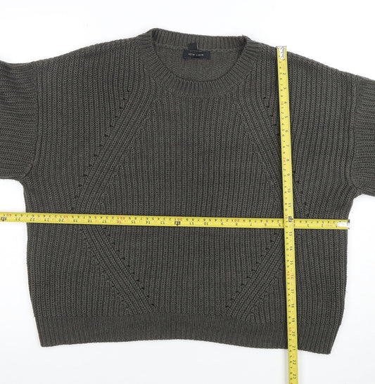 New Look Womens Grey Chunky Knit Crew Neck Pullover Jumper M