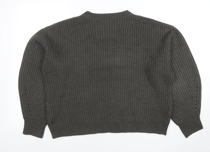 New Look Womens Grey Chunky Knit Crew Neck Pullover Jumper M