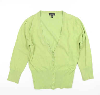 Pomodoro Women’s Green Cotton V-Neck Button Cardigan Size 10