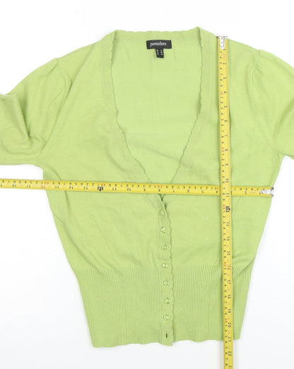 Pomodoro Women’s Green Cotton V-Neck Button Cardigan Size 10