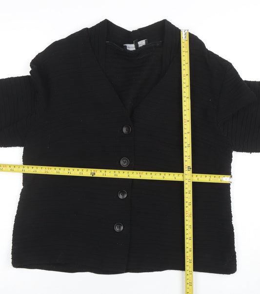 Evelin Brandt Berlin Women's Black Cotton V-Neck Cardigan Size 12