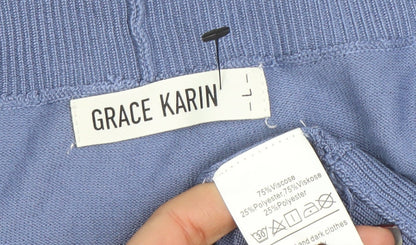 Grace Karin Womens Blue Knit Open Cardigan Size L Lightweight Casual