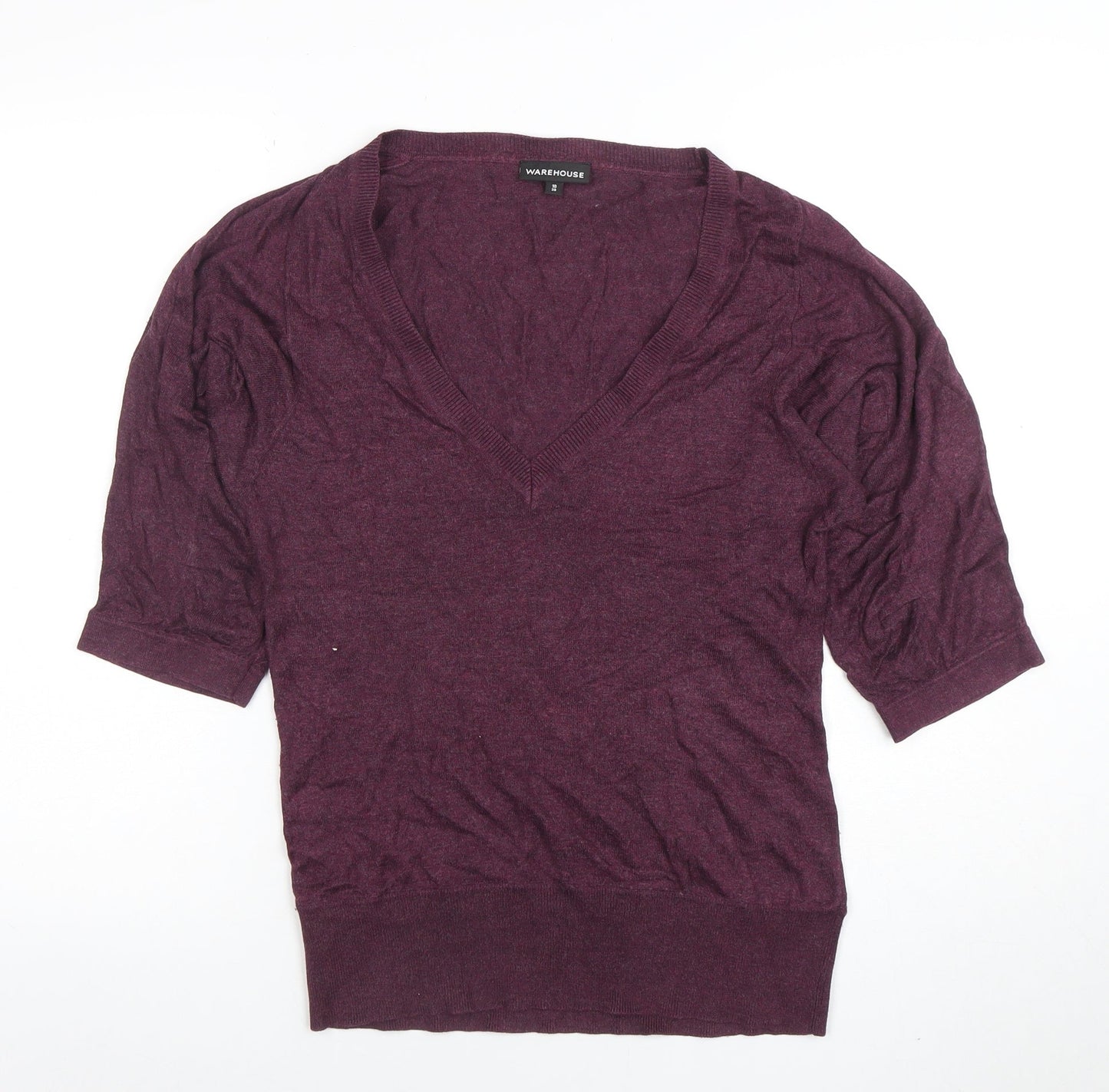 Womens UK Size 10 Warehouse Purple Basic T-Shirt