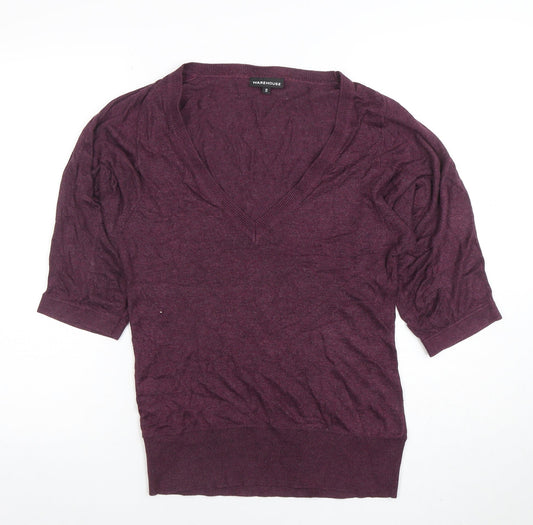 Womens UK Size 10 Warehouse Purple Basic T-Shirt