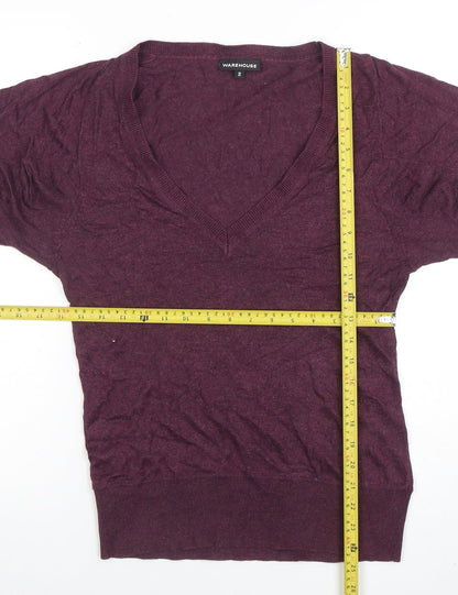 Womens UK Size 10 Warehouse Purple Basic T-Shirt